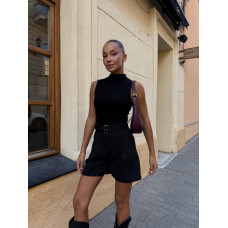 Шорти-бермуди з високою талією, стильні жіночі для повсякденного носіння, чорний 46-48 арт. 841529 Шорти-бермуди з високою талією, стильні жіночі для повсякденного носіння, чорний 46-48 арт. 841529