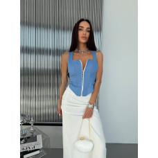 Літній стильний жіночий корсет-топ на гачках з квадратним вирізом, джинс, 46-48 likes-220215 Літній стильний жіночий корсет-топ на гачках з квадратним вирізом, джинс, 46-48 likes-220215