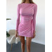 Червоне жіноче міні-плаття з довгим рукавом і драпіруванням — елегантне вечірнє вбрання 46-48 likes-800963 Червоне жіноче міні-плаття з довгим рукавом і драпіруванням — елегантне вечірнє вбрання 46-48 likes-800963