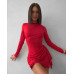 Елегантна весняна міні-сукня з довгим рукавом та драпіровкою чорного кольору 42-44 для виходу likes-172379