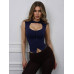 Модна літня повсякденна віскозна майка без рукавів з гачками темно-синя для жінок 44-46 likes-319878