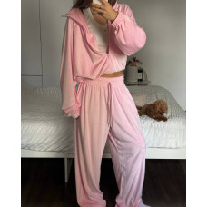 Стильний модний весняний повсякденний жіночий комплект оверсайз з велюру, колір барбі, 42-46 likes-200104 Стильний модний весняний повсякденний жіночий комплект оверсайз з велюру, колір барбі, 42-46 likes-200104